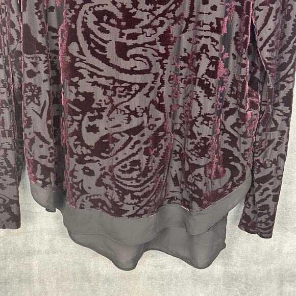 Simply Vera Verawang Top Women Large Purple Velvet Burn Out Dark Romantic Whimsy - Picture 3 of 11